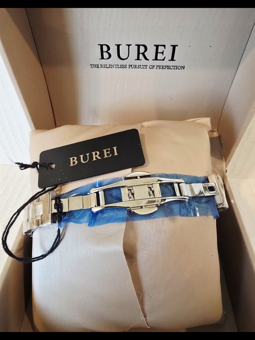 NWT BUREI Silver Stainless Steel Link Bracelet Watch - Picture 2 of 5